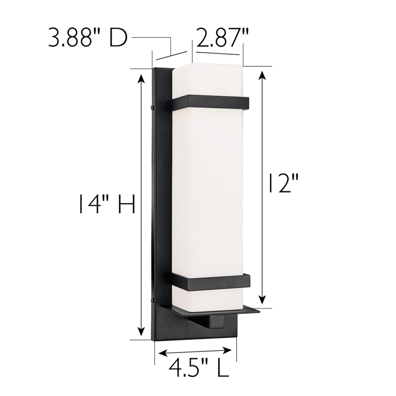 Davis Contemporary Modern Indoor/Outdoor Metal Wall Light in Matte Black