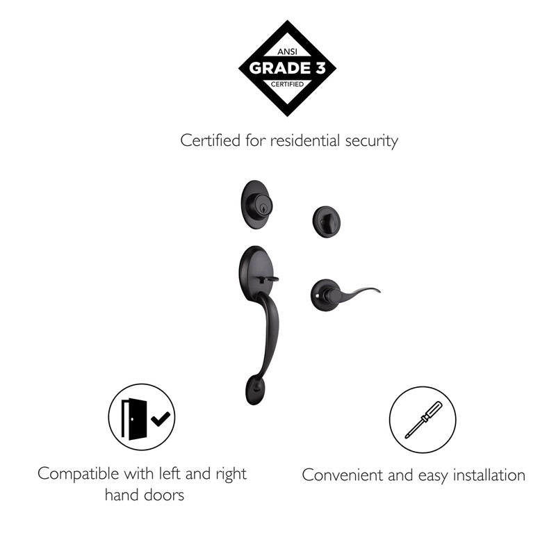 Coventry Brass Door Handleset with Lever and Deadbolt in Black