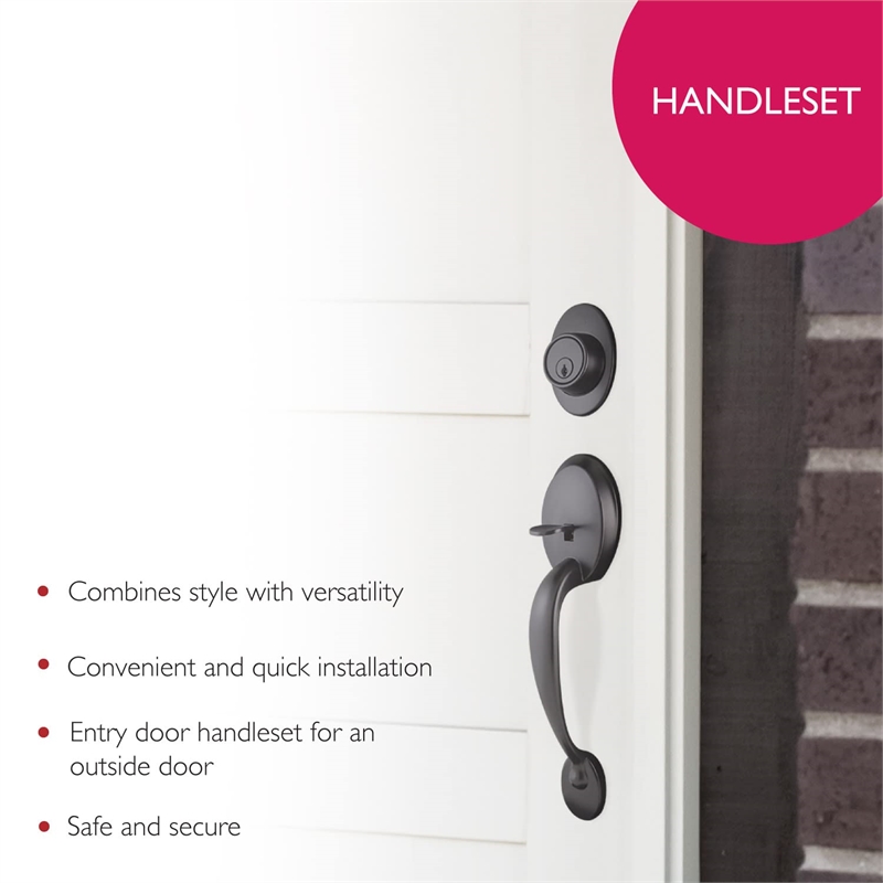 Coventry Brass Door Handleset with Lever and Deadbolt in Black