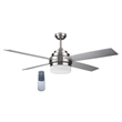 Cali 52-Inch LED Stainless Steel Ceiling Fan in Silver Nickel w/ Remote Control