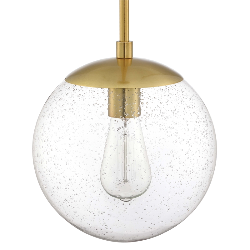Gracelyn Pendant with Clear Seedy Glass Globe Shade in Satin Gold