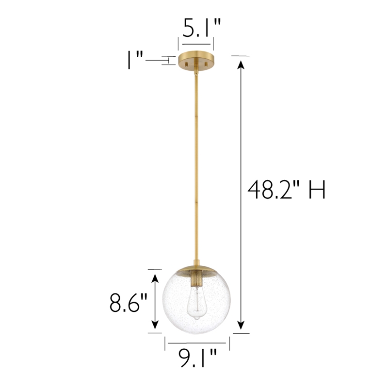 Gracelyn Pendant with Clear Seedy Glass Globe Shade in Satin Gold