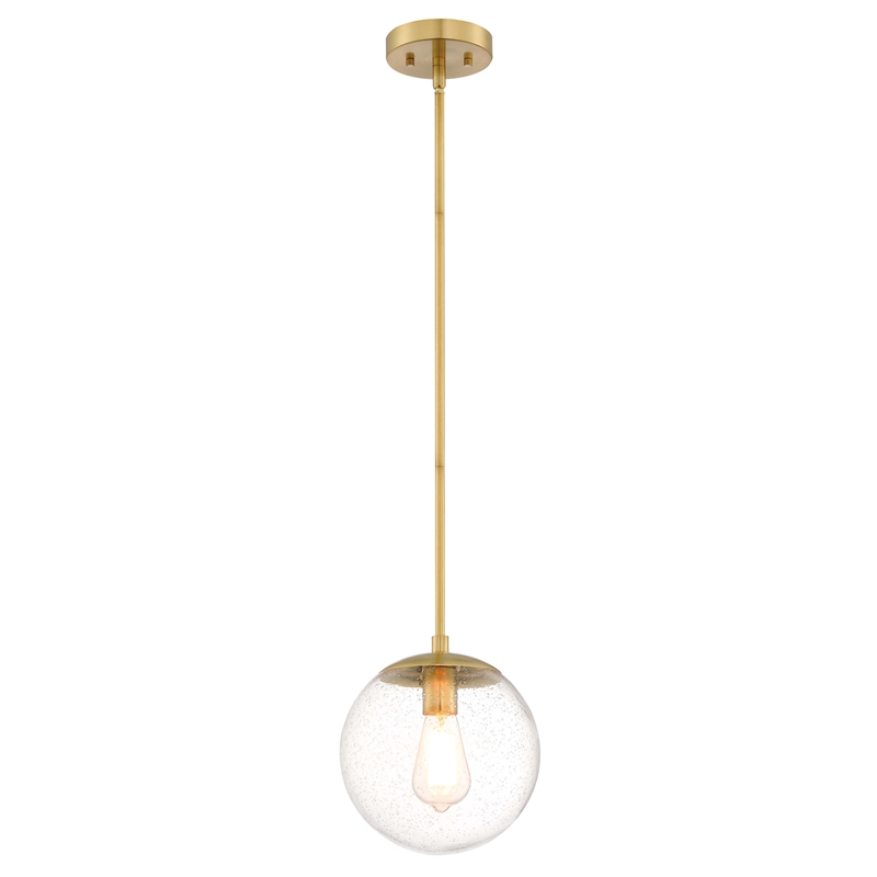 Gracelyn Pendant with Clear Seedy Glass Globe Shade in Satin Gold