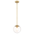 Gracelyn Pendant with Clear Seedy Glass Globe Shade in Satin Gold