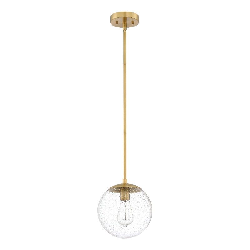 Gracelyn Pendant with Clear Seedy Glass Globe Shade in Satin Gold