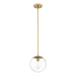Gracelyn Pendant with Clear Seedy Glass Globe Shade in Satin Gold