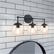 Gracelyn Vanity Light with Clear Seedy Glass in Matte Black 3-Light