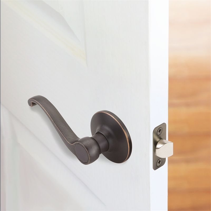 Scroll Passage Hall and Closet Brass Door Lever in Oil Rubbed Bronze