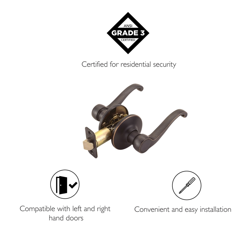 Scroll Passage Hall and Closet Brass Door Lever in Oil Rubbed Bronze