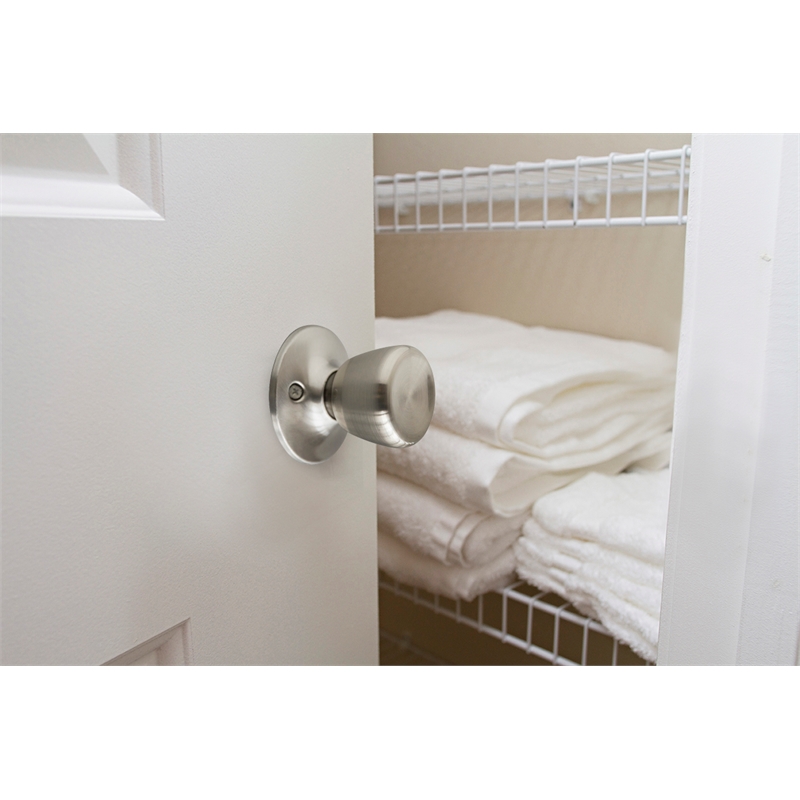 Terrace Dummy Silver Brass Reversible Door Knob in Satin Nickel