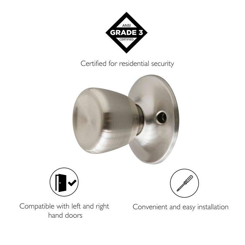 Terrace Dummy Silver Brass Reversible Door Knob in Satin Nickel