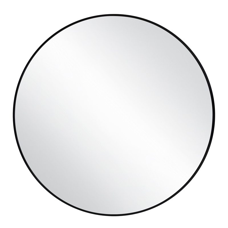 Kenna Round Glass Wall Mirror with Black Frame 24-Inch