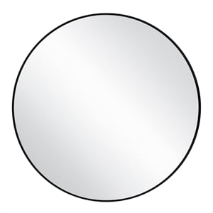 Kenna Round Glass Wall Mirror with Black Frame 24-Inch