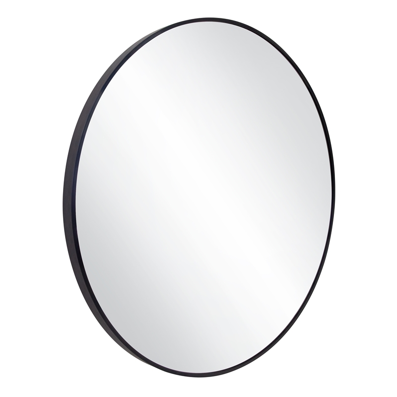 Kenna Round Decorative Glass Wall Accent Mirror with Black Frame 28-Inch