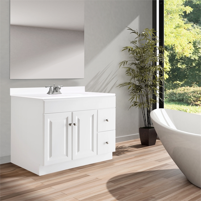 Wyndham 36-Inch 2-Door Bathroom Wood Vanity Without Top in White
