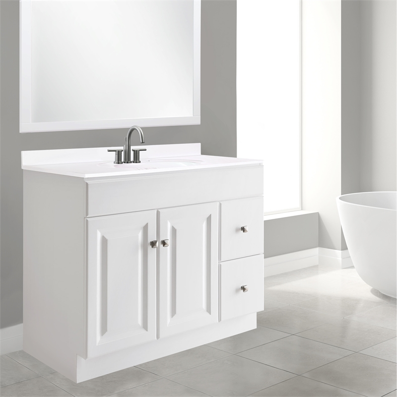 Wyndham 36-Inch 2-Door Bathroom Wood Vanity Without Top in White