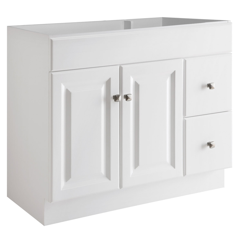 Wyndham 36-Inch 2-Door Bathroom Wood Vanity Without Top in White