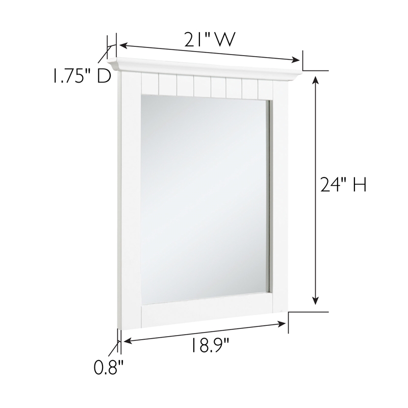 Cottage Wall Mounted Wood Framed Vanity Mirror in White 21-Inch
