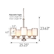 Oslo Chandelier Silver Stainless Steel in Satin Nickel 5-Light