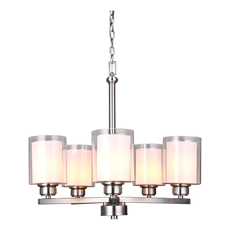 Oslo Chandelier Silver Stainless Steel in Satin Nickel 5-Light