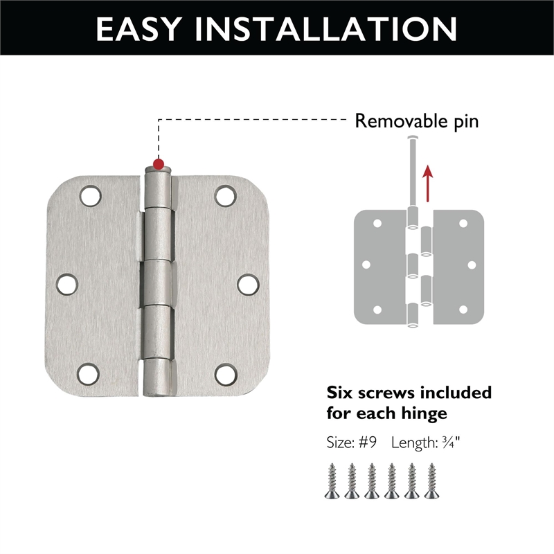 3.5-Inch Stainless Steel Door Hinges in Silver Satin Nickel 10-Pack