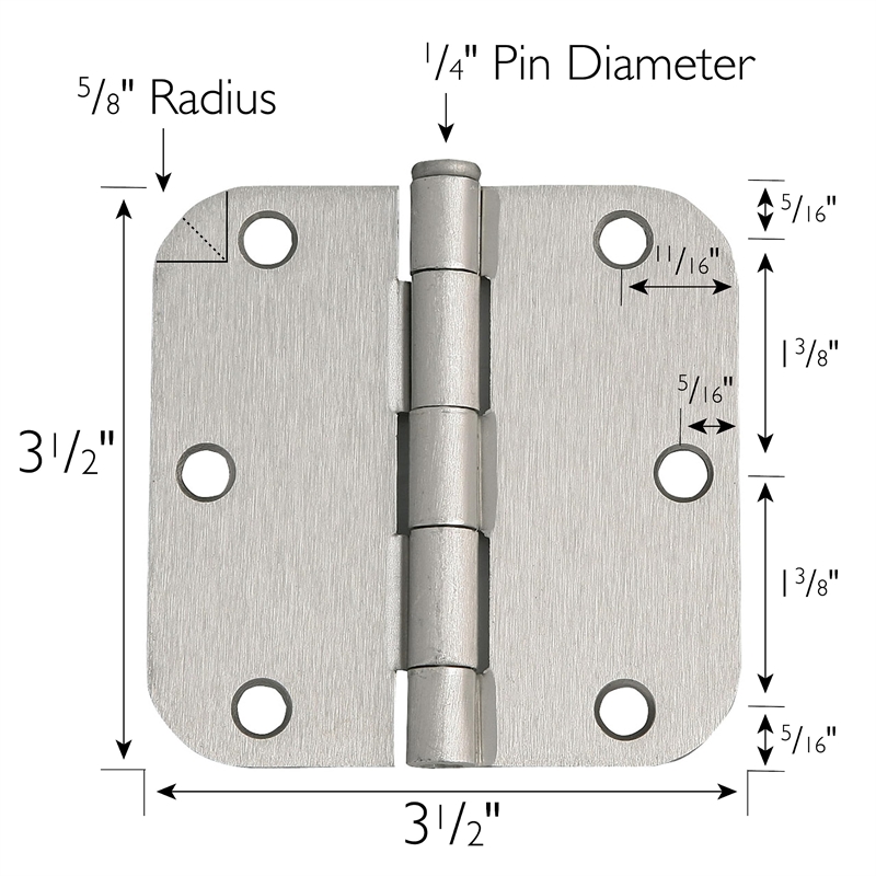 3.5-Inch Stainless Steel Door Hinges in Silver Satin Nickel 10-Pack
