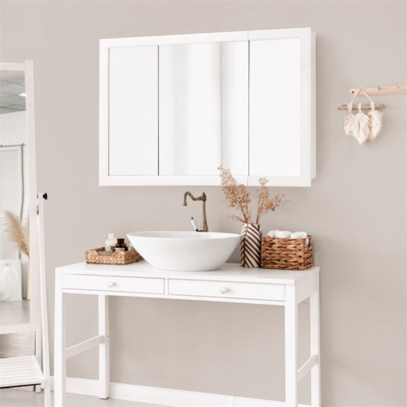 Concord 48-Inch Wood Medicine Cabinet in White Gloss