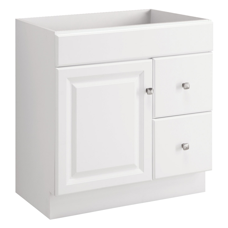 Wyndham Ready to Assemble Wood Vanity Cabinet Without Top in White 30-Inch