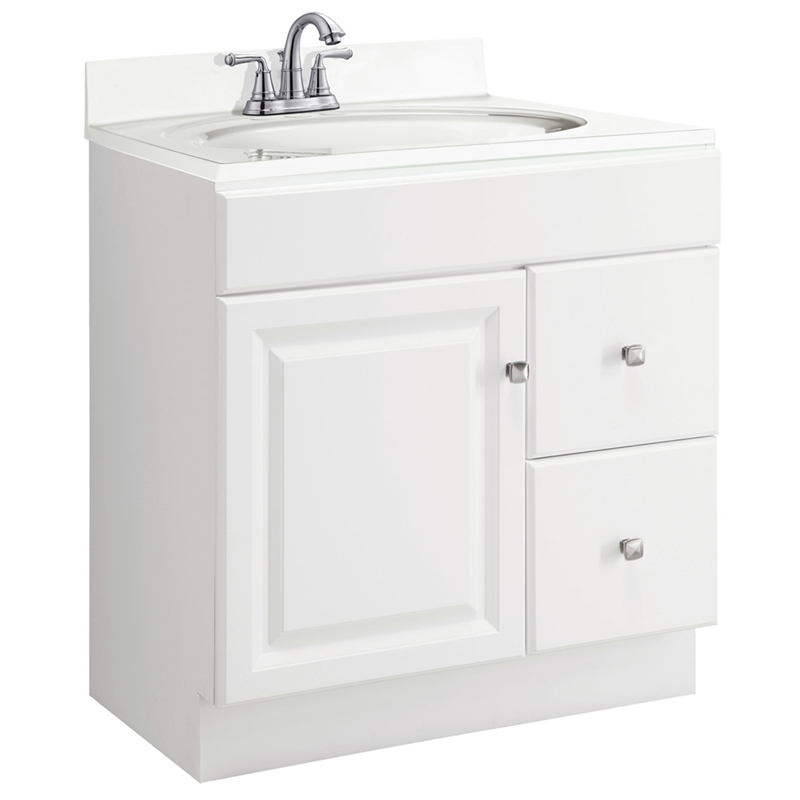 Wyndham Ready to Assemble Wood Vanity Cabinet Without Top in White 30-Inch