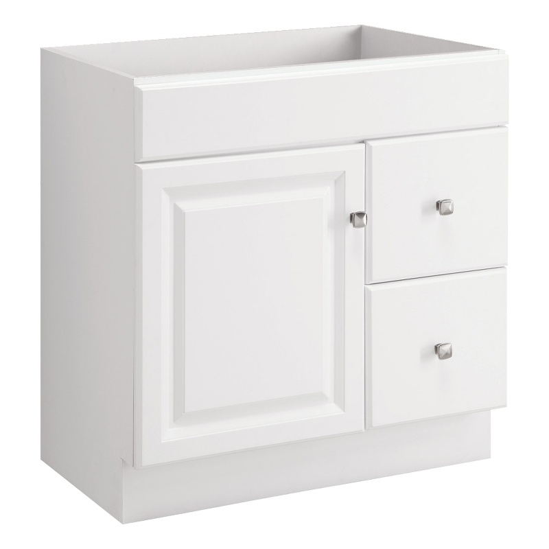Wyndham Ready to Assemble Wood Vanity Cabinet Without Top in White 30-Inch