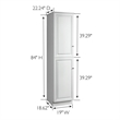 Wyndham 19 Inch 2-Door Bathroom Wood Linen Storage Floor Cabinet in White