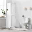 Wyndham 19 Inch 2-Door Bathroom Wood Linen Storage Floor Cabinet in White