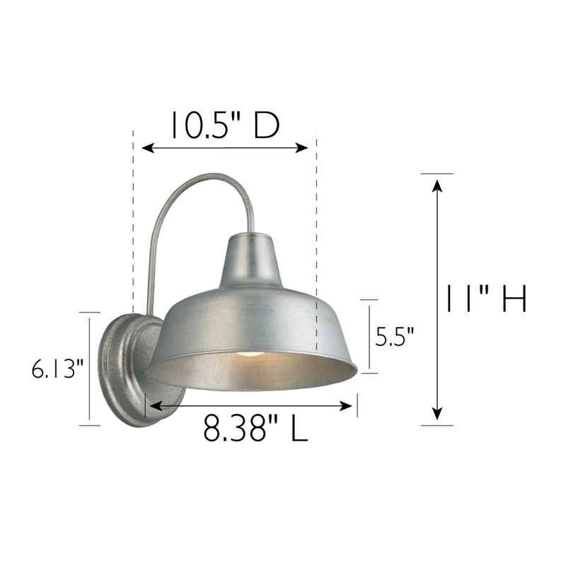 Mason Indoor/Outdoor Silver Stainless Steel Wall Light in Galvanized Paint