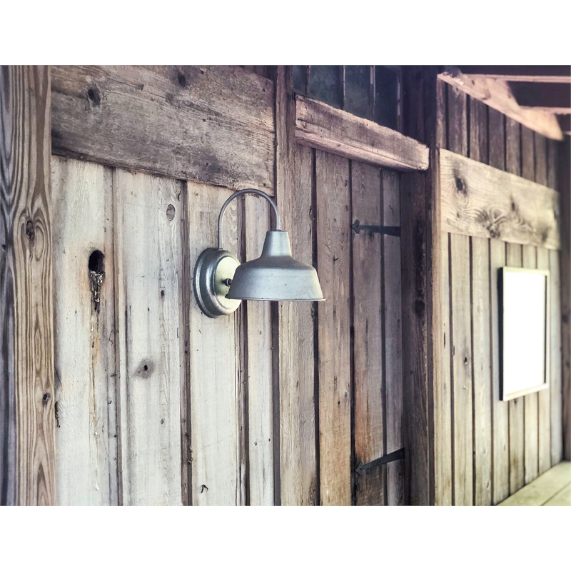 Mason Indoor/Outdoor Silver Stainless Steel Wall Light in Galvanized Paint