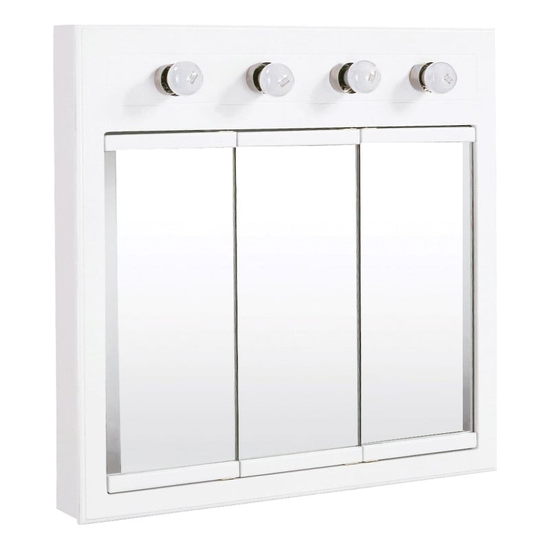 Concord 30-Inch Assembled Lighted Medicine Wood Cabinet in White Gloss
