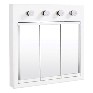 Concord 30-Inch Assembled Lighted Medicine Wood Cabinet in White Gloss
