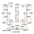 Radius Stainless Steel Silver Door Hinge in Satin Nickel 10-Pack