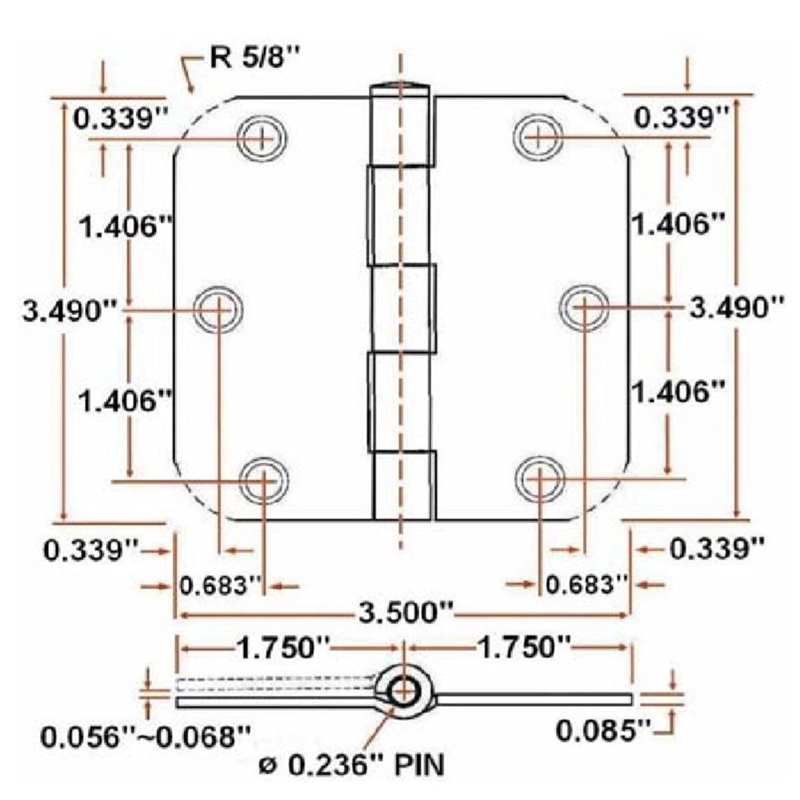 Radius Oil-Rubbed Bronze 6-Hole Stainless Steel Door Hinge 3-Pack