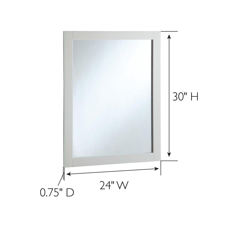 Shorewood Wall Mounted Bathroom Vanity Mirror 24-Inch Wood Framed in White