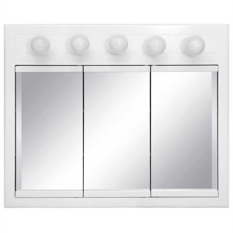 Concord 36-Inch Assembled Wood Framed Medicine Cabinet Mirror in White Gloss