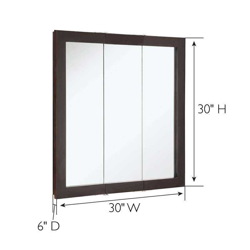 Ventura 30-Inch Assembled Bathroom Medicine Wood Cabinet in Espresso
