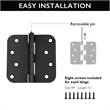 Radius 8-Hole Door Hinge in Stainless Steel Matte Black 10-Pack