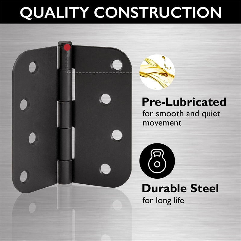 Radius 8-Hole Door Hinge in Stainless Steel Matte Black 10-Pack