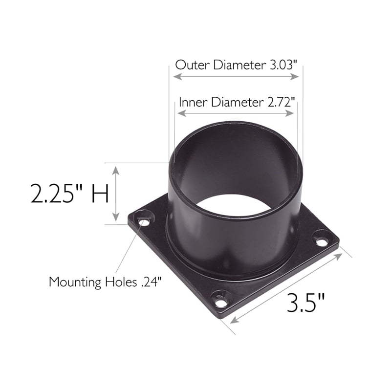 Pier Base Accessory Metal Mount in Black 3.5-Inch