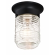 Jelly Jar Indoor/Outdoor Flush Mount Glass Ceiling Light in Black
