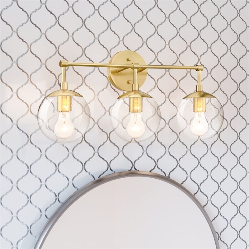 Gracelyn Glass Vanity Light in Satin Gold 3-Light