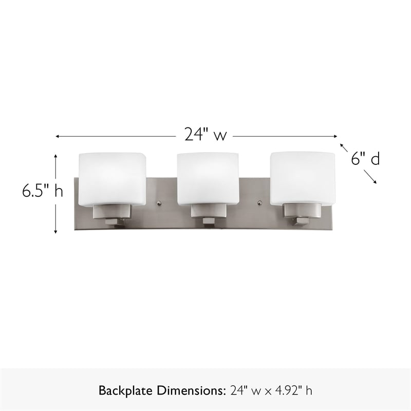 Dove Creek Stainless Steel Vanity Light in Satin Nickel 3-Light in Silver