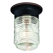 Jelly Jar Outdoor Ceiling Light with Clear Ribbed Glass in Oil Rubbed Bronze