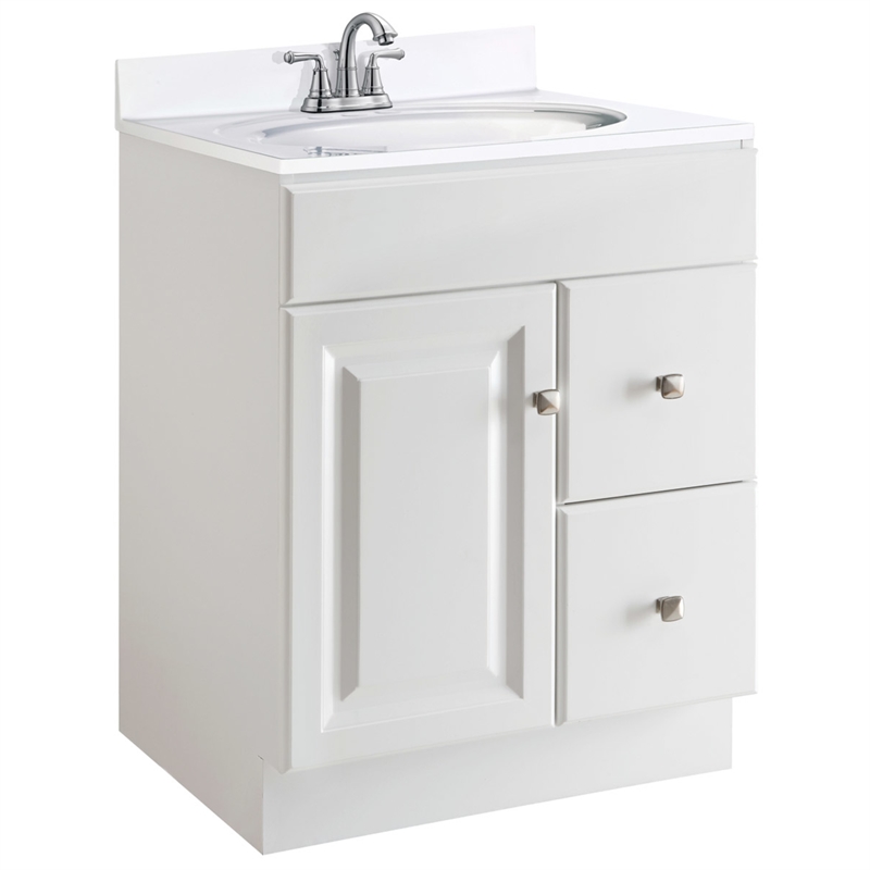 Wyndham 24-Inch 1-Door Unassembled Bathroom Wood Vanity Without Top in White