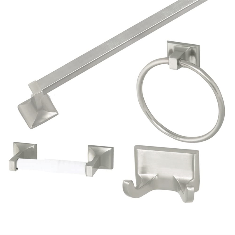Design House 4-Piece Metal Bathroom Hardware Kit in Satin Nickel/Silver